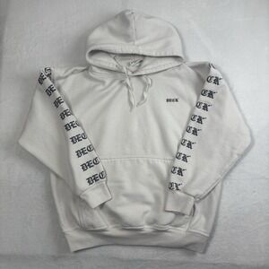 Deck Clothing Skater White Pullover Fleece LS Hoodie Men's Medium Stains